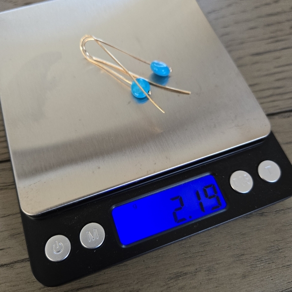 14k Gold Turquoise Threader Earrings - Picture 7 of 7